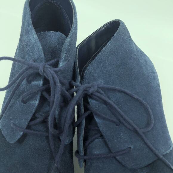 Vionic Ankle Boots 8 Zenda Blue Suede Leather Heeled Booties Lace Up Orthaheel - Picture 10 of 11